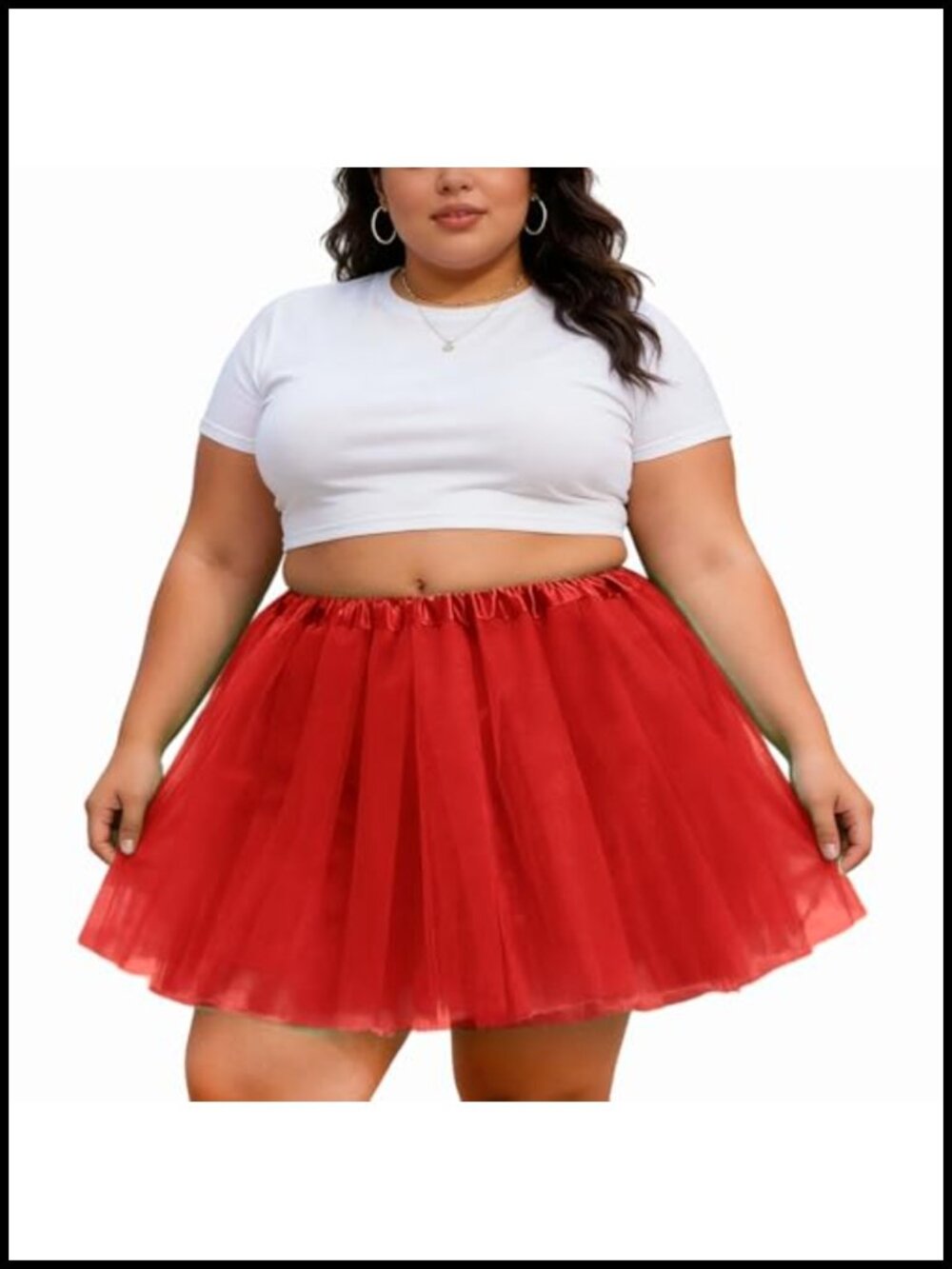Plus Size 4-Layer Tutu Skirt with Lining, Elastic Waist, Adult Extra Large